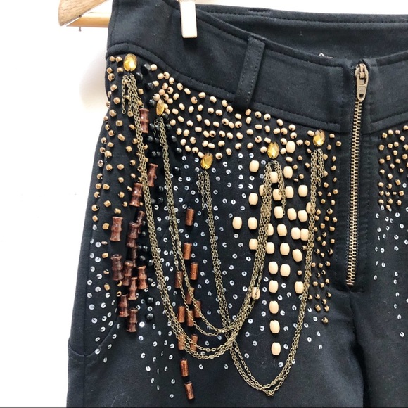 One Teaspoon Pants - One Teaspoon Black Hand Beaded Skinny Pants**NEED SMALL STITCH BETWEEN LEGS**